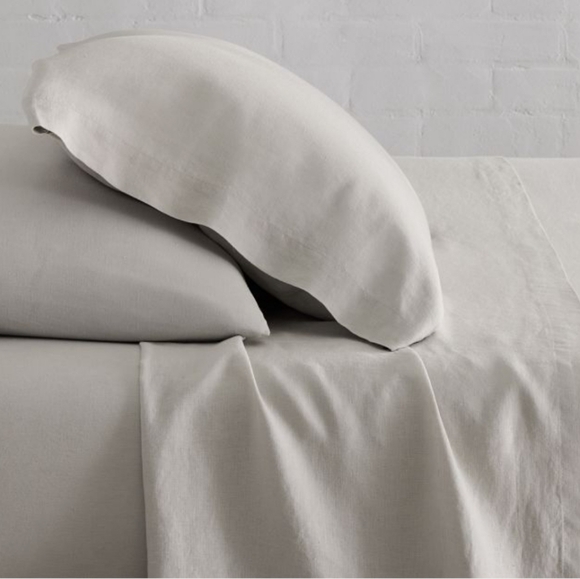 ❤️BUY 2 GET 1 FREE  West Elm European Flax Linen Sheet Set,Full,Frost Gray,$269 - Picture 1 of 15